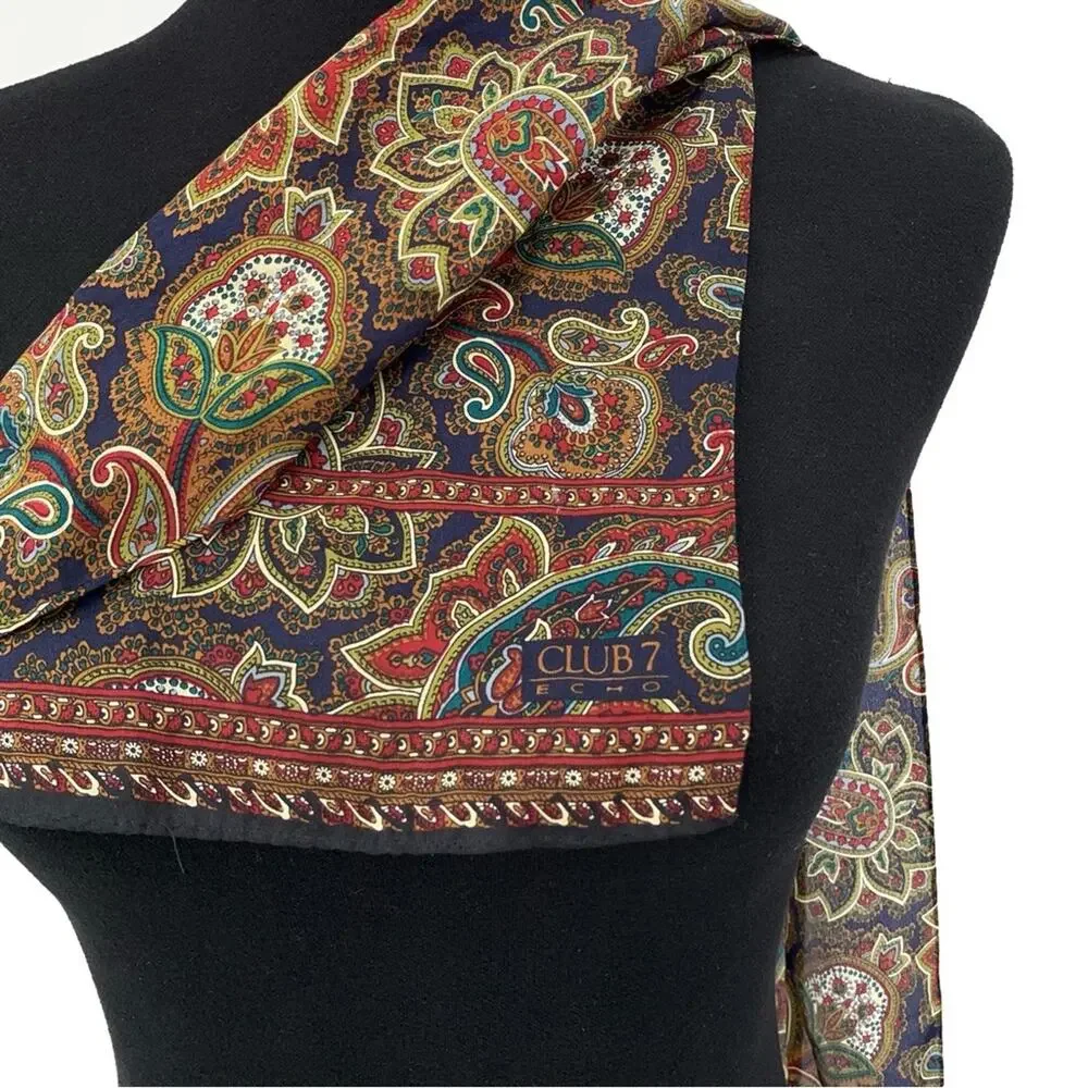 VTG ECHO Paisley Neck Scarf Red Blue Green